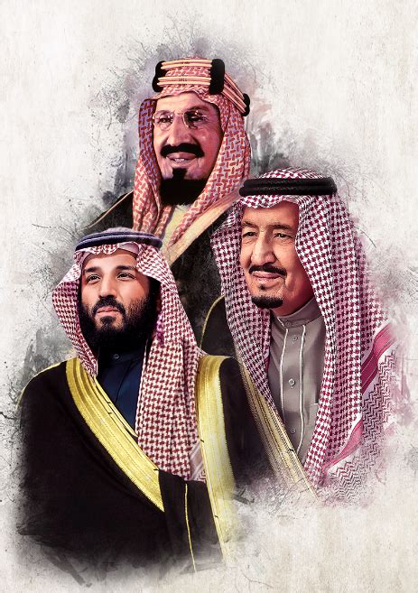 صورة الملك عبدالعزيز وسلمان ومحمد بن سلمان